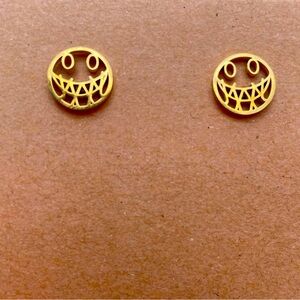 Gold Scary Face Stud Earrings